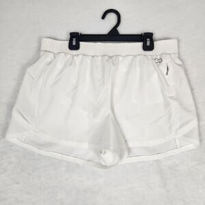 Calla Shorts Womens White Pockets Elastic Waist Lined Running Gym Size Medium
